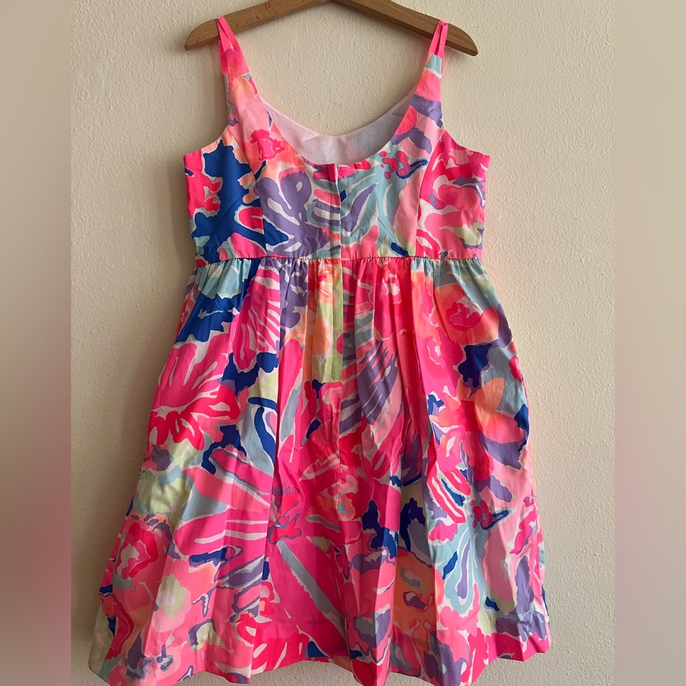 New Lilly Pulitzer Pink and Blue Floral Hermosa Kids Dress 6 - 8 - Picture 3 of 7